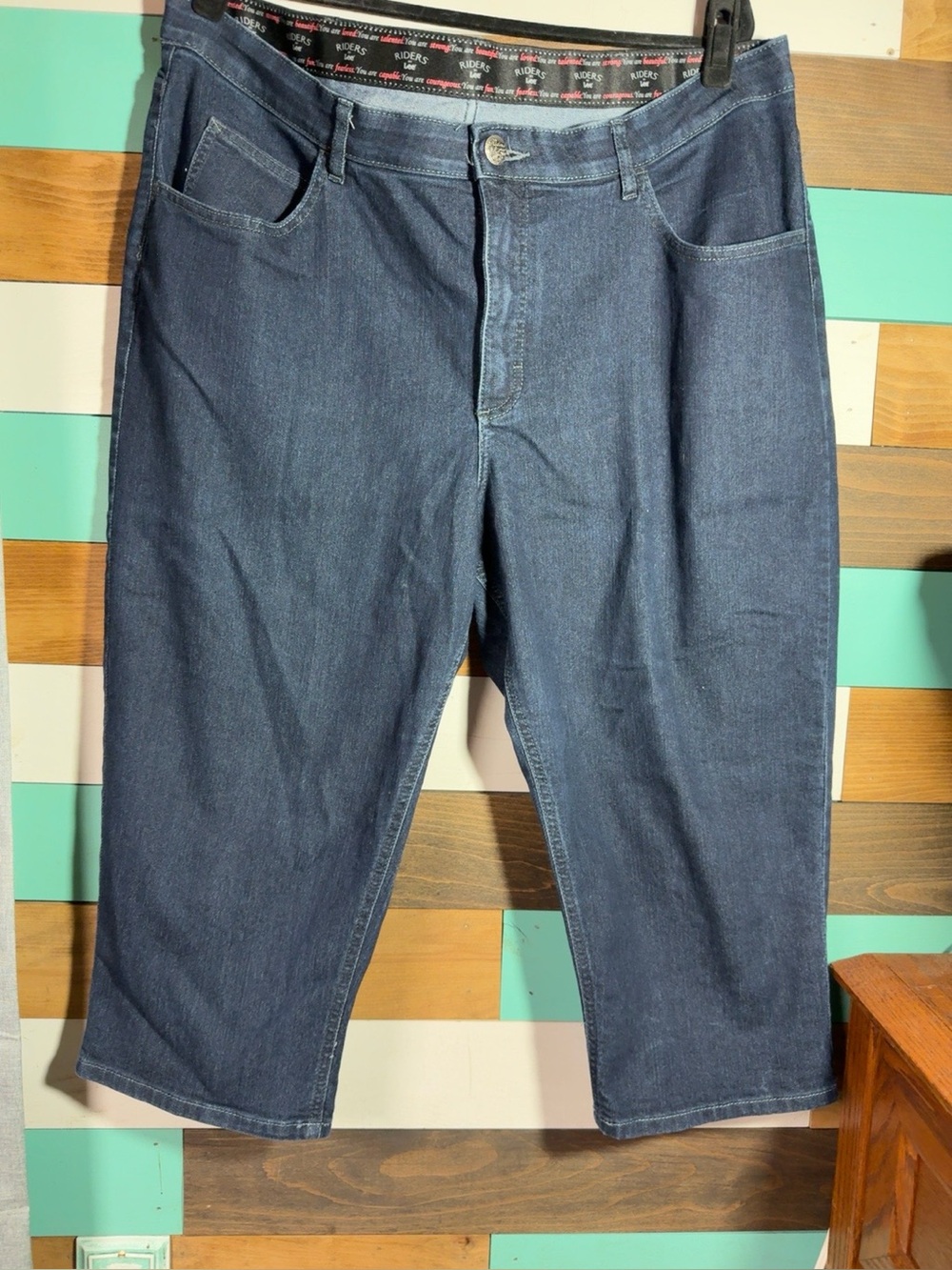 Riders by Lee Women’s 22W Dark Wash Stretch Denim Capri Cropped Jeans